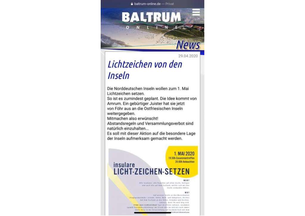 Die Titelseite der Baltrum-Nachrichten.