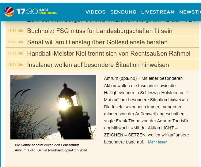 Ein Screenshot der Homepage eines deutschen Regionalsenders.